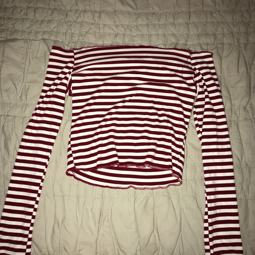 Off the shoulder striped crop top